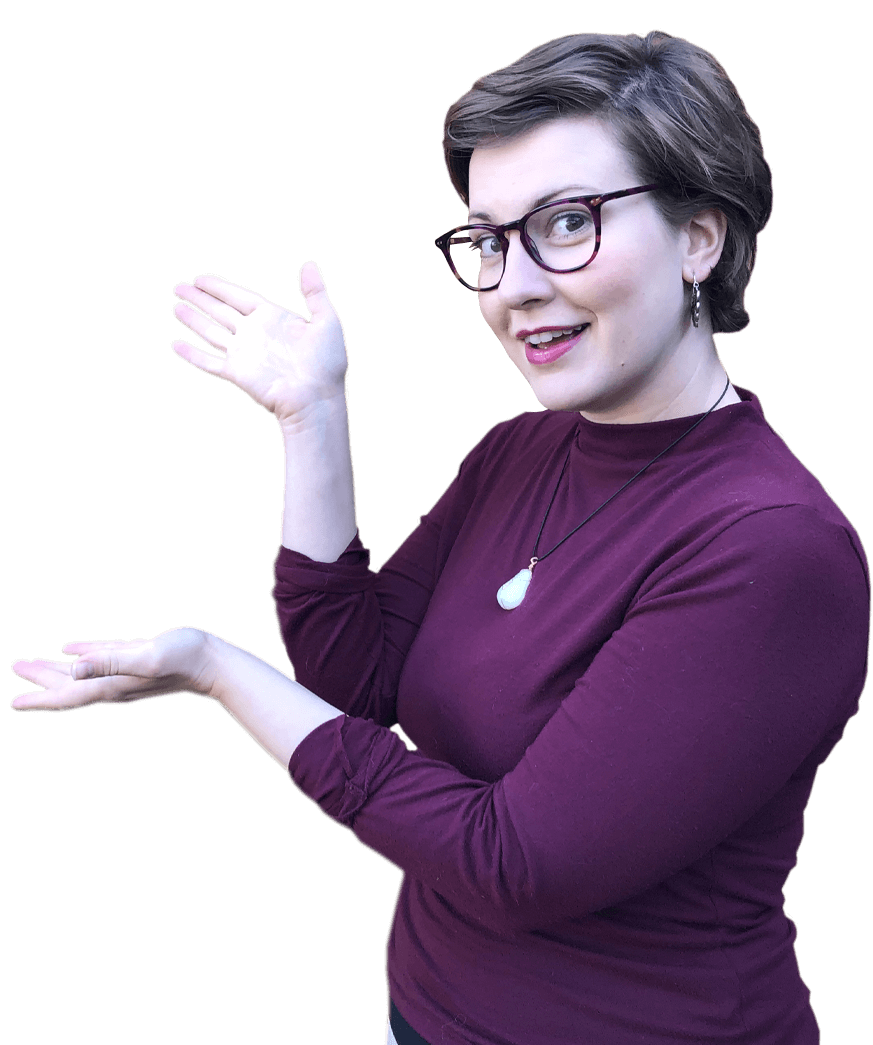 Milly with her hands up